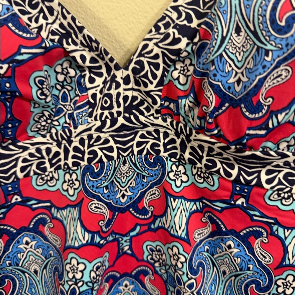 Tommy Bahama Paisley Tankini Swim Top Pink Blue Tropical Women’s Small - Picture 5 of 10